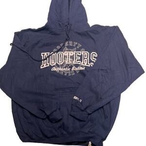 Hooters Denver Navy Blue Authentic Brand Pullover Sports Hooded Sweatshirt XL